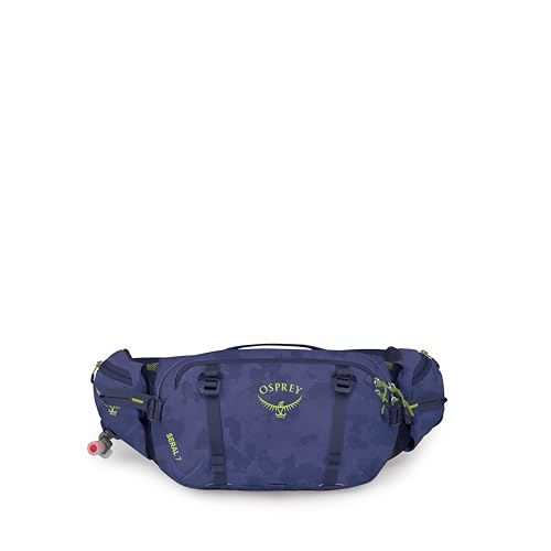 Osprey Seral Biking Waist Pack with Hydraulics Reservoir for Men & Women, Hydration Belt with Water Bladder - color: Botswana Purple Dust Print, style: 7l