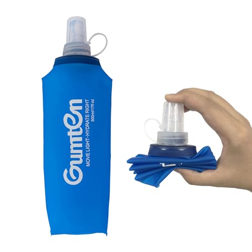 Soft Flask 480ml Collapsible TPU Soft Water Bottle BPA-Free for Hydration Pack Running Vest Jogging Hiking Cycling Camping Marathon (Dark Blue) - color: Dark Blue
