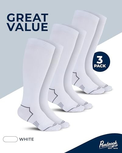 Pembrook Plus Size Compression Socks for Women Wide Calf - 3 Pairs, 20-30mmHg Extra Wide Calf Compression Socks, Up to 4XL - color: White - 3 Pairs, size: 4X-Large