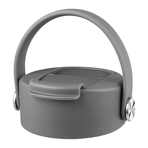 FLORAPELL Lid Compatible with Hydro Flask 12 16 18 20 32 40 OZ Wide Mouth, Flip Lid Replacement Lids with Flex Strap Handle, Leak-Proof Flask Cap for Hydro Flask Coffee Mug - color: Stone