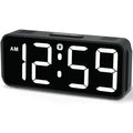 Peakeep Small Digital Alarm Clock for Bedroom, Large Number, Battery Backup - color: White Digits(plug-in, Ultra-compact)