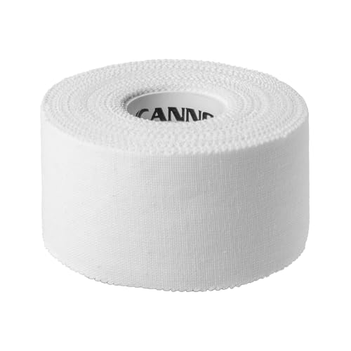 Cannon Sports Premium Athletic Tape - 1.5” x 45 Feet Per Roll - Easy Tear, No Sticky Residue, Very Strong, Hypoallergenic and Latex Free- Ideal for Sprains, Strains, First Aid – 1 Roll (White) - color: White