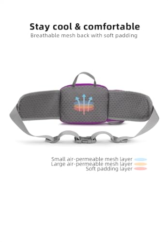 Lightweight Sports Fanny Pack with Bottle Holder,Waist Pack for Hiking,Running,Cycling & Outdoor Adventures (Purple) - color: Purple