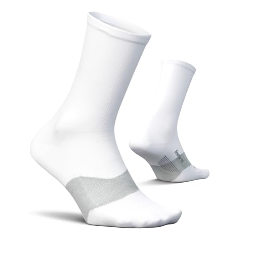 Feetures Elite Light Cushion Mini Crew Sock - color: New White (1 Pair), size: Large