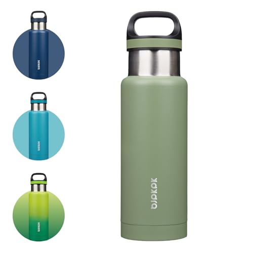 BJPKPK 18oz Insulated Water Bottle Stainless Steel Water Bottle with Handle - color: Forest Green, size: 18 Ounces