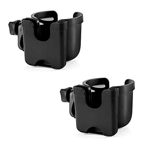 Accmor Stroller Cup Holder with Phone Holder, Bike Cup Holder, Walker Scooter Wheelchair Cup Holder Attachment, Universal Cup Holder for Uppababy Graco Strollers - color: All Black & All Black