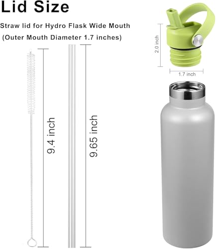 RRegeny Straw Lid fits Hydro Flask Standard Mouth, 21 24 oz, Sports Flex Cap Water Bottle Accessories Replacement Top - color: seagrass green+1pack