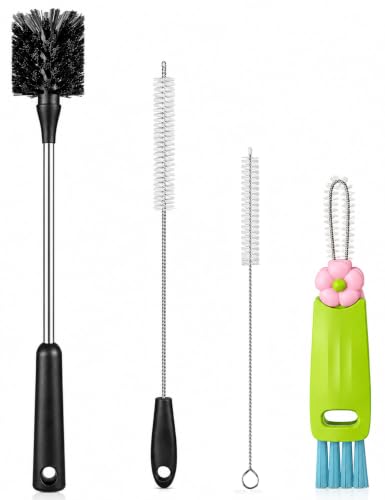 4 Pack Bottle Brush, Long Scrub Cleaning Brushes with Straw & Lid Brushes - size: 4