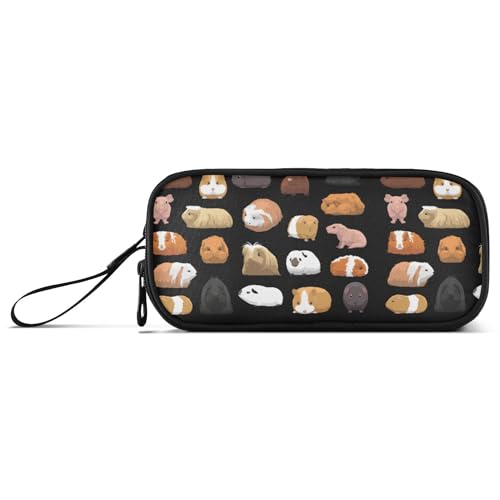 Fisyme Guinea Pig Cartoon Pencil Case Large Capacity Pen Box Makeup Pouch Holder Organizer Stationery Bag for School Office College Adults - color: Multi-Black