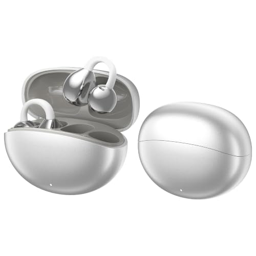 Open Ear Earbuds Clip On Headphones Wireless Earbuds for Workout(Silver) - color: Silver