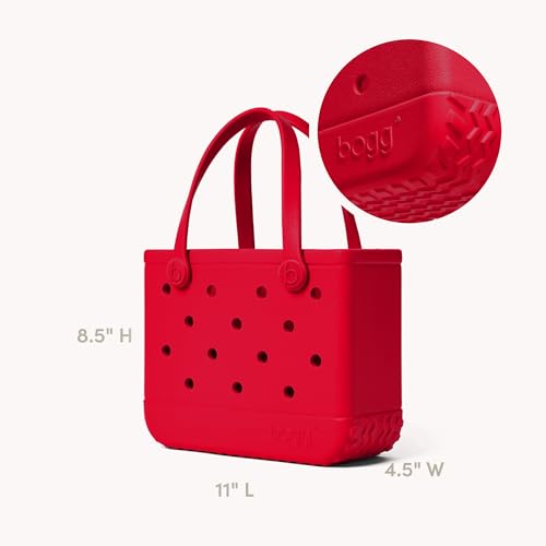 BOGG BAG Bitty Small Tote – 11” x 8.5” x 4.5” – Essential Bags for Beach, Pool, Boat, Sports, Tailgating, Cruise, Travel - color: Off to the Races Red