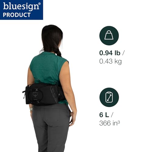 Osprey Tempest 6L Women's Lumbar Hiking Waist Pack - Fanny Pack with Water Bottle Holders - color: Black/Coal Grey, style: 6l