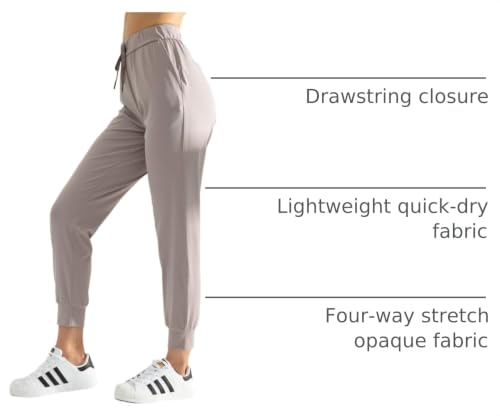 AJISAI Women's Joggers Pants Drawstring Running Sweatpants with Pockets Lounge Wear - color: Cloud, size: Medium Petite