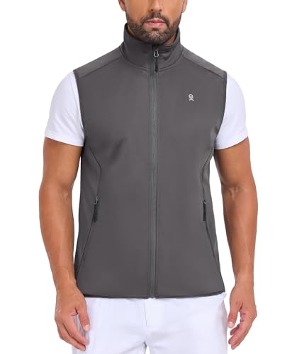 Little Donkey Andy Men's Softshell Vest Lightweight Windproof Waterproof - color: Basic Gray, size: XX-Large