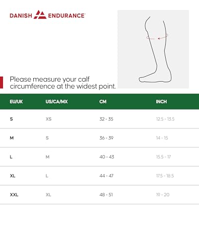 DANISH ENDURANCE Calf Compression Sleeve, 21-26 mmHG, 1 & 3-Pack - color: Solid Black 1 Pair, size: Small
