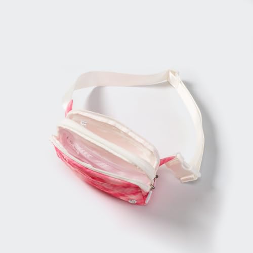 Pander Nylon Fanny Pack Belt Bag for Women with 5 Zipper Pockets - color: Cloud Pink
