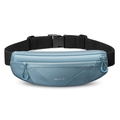 VULKIT Casual Lightweight Fanny Pack for Women & Men, Outdoor Belt Bag to Free Your Hands, Nylon Waterproof Waist Bag with Adjustable Elastic Band, Small Slim Fit Fashion Waist Pack, Blue - color: Blue