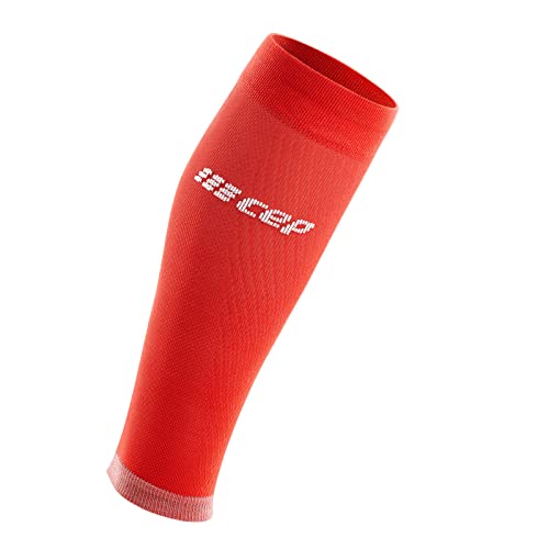 CEP Men’s Calf Compression Running Sleeves | Running Ultralight Calf Sleeves - color: Lava/Light Grey, size: 5