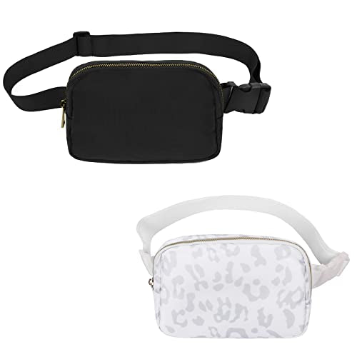 VOROLO Fanny Pack For Women And Men Crossbody Bag Black+Leopard White - color: Black+Leopard White