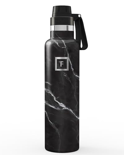 IRON °FLASK 24 oz Narrow Mouth Water Bottle with Spout - color: Black Marquina