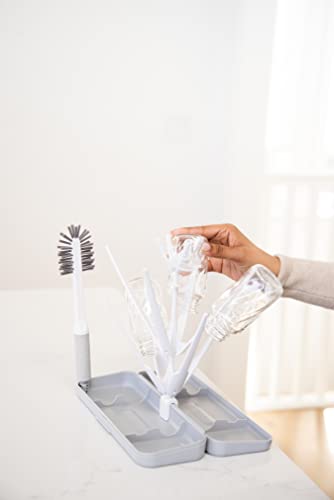 Ubbi On-the-Go Drying Rack & Bottle Brush Set, Holds Up to 8 Bottles, Gray - color: Gray