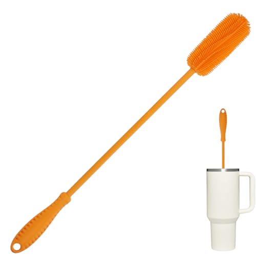 Silicone Bottle Brush, 15.7" Water Bottle Cleaner Brush, Orange - color: Long Orange