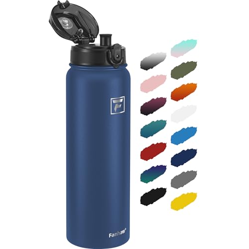 Fanhaw 32oz Stainless Steel Water Bottle with Chug Lid, Navy Blue - color: Navy Blue, style: 32 Ounces