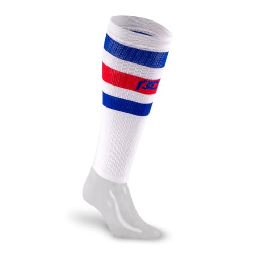 PRO Compression Marathon Calf Sleeve, White/Red/Blue Stripe, XSl (1-Pack) - color: White/Red/Blue Stripe, size: X-Small
