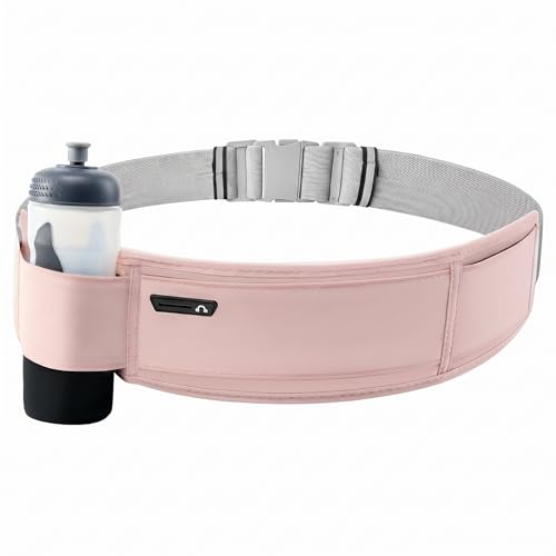 Running Hydration Belt with Water Bottle Holder for Men Women, Bounce-Free Phone Storage Waist Pack, Reflective Adjustable Marathon Belt for Jogging Trail Running,Fits All Phones (Pink) - color: Pink