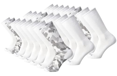 AND1 Mens Athletic Crew Socks 24 Pack Cushioned Comfort Socks - color: White Camo