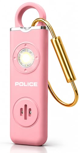 Police Personal Safety Alarm 130dB Rechargeable Emergency Self Defense Keychain with LED Flashlight & SOS for Women, Men, Kids & Seniors, Pink