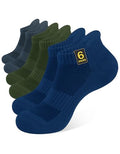 CLOSEMATE Mens Athletic Ankle Socks Cushioned Cotton 7 Pairs - color: 2navyblue2bluegrey2armygreen, size: 12-15