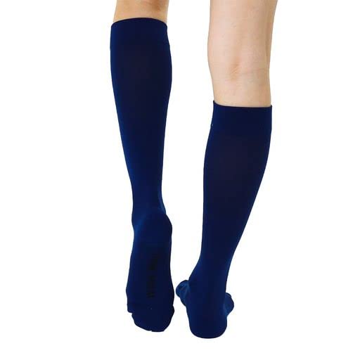 Living Royal Compression Socks - Graduated Compression 15-20mmHg, Padded Cushion Bottom Fun Socks, Moisture-Wicking - color: Navy