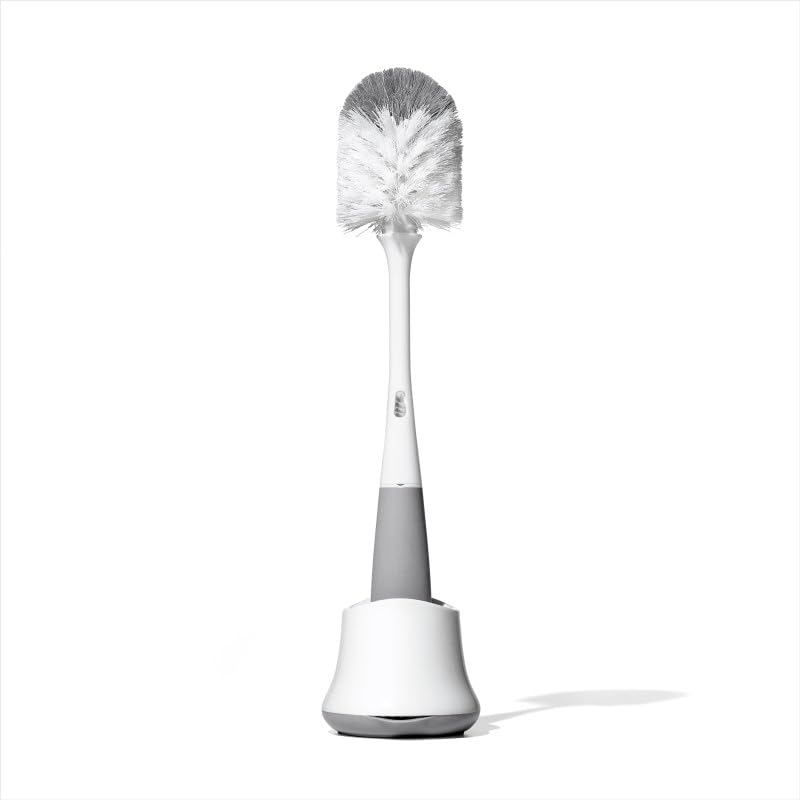 OXO Tot Baby Bottle Brush with Nipple Cleaner and Stand, Gray 2-Pack