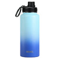 Drinco Stainless Steel Water Bottle Spout Lid Vacuum Insulated Double Wall Water Bottle Wide Mouth Leak Proof Keep Cold Sport Camping Hiking (32oz Morning Sky Blue) - color: 32oz Morning Sky Blue