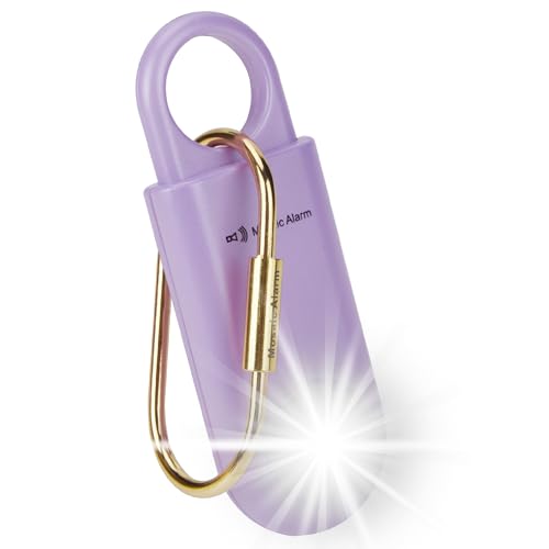 130db Personal Safety Alarm with Ultra Bright Strobe Light. Purple - color: Purple, style: Button cell