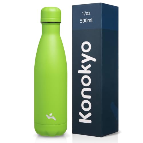 Konokyo 17 oz Insulated Stainless Steel Water Bottle, Green - color: Green, size: 17 Ounces
