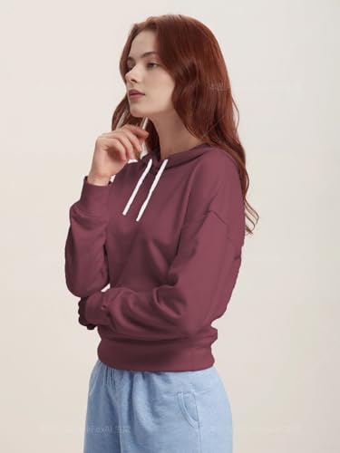 Women Hoodies Pullover Casual Loose Fit Long Sleeve Sweatshirt with Pockets - color: 2025 Dark Brown, size: XX-Large