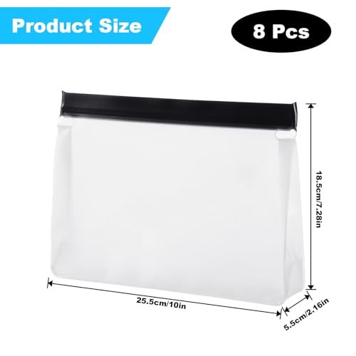 8 Pack Reusable Ice Storage Bags – 10” x 7.3” x 2.2” Leakproof Freezer Bags, BPA-Free EVA, Secure Zip Seal for Ice, Food & Travel