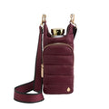 WanderFull Original HydroBag Crossbody Water Bottle Holder with Phone Pocket, Fits Water Bottles up to 32 oz - color: Cherry Matte - Striped Strap
