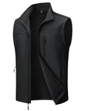 MAGCOMSEN Men's Softshell Golf Vest Outerwear Lightweight Fleece - color: Black, size: XX-Large