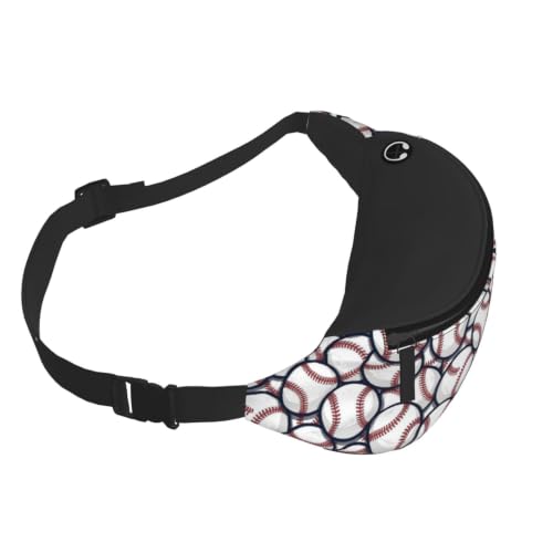 Dujiea Fanny Pack, Overlapping Baseballs Waist Bag With Headphone Hole Belt Bag Adjustable Sling Pocket Fashion Hip Bum Bag For Women Men Kids Outdoors Casual Travelling Hiking Cycling - color: Overlapping Baseballs