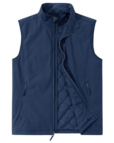 Outdoor Ventures Men's Golf Vest Outerwear Quilted Casual Lightweight - color: Dark Blue, size: Small