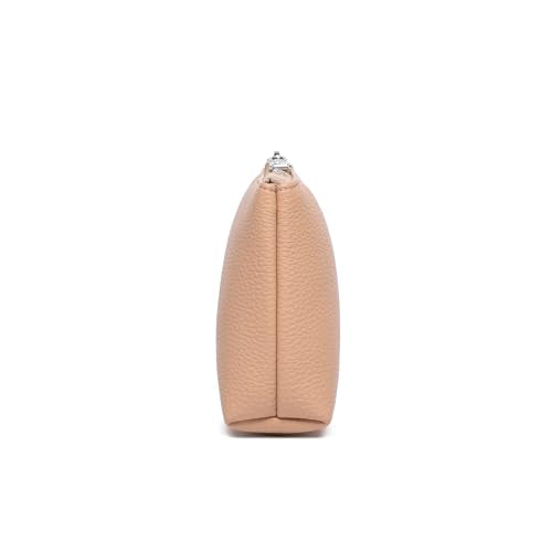 Small Makeup Bag for Purse, Leather Cosmetic (Camel Pink) - color: Camel Pink