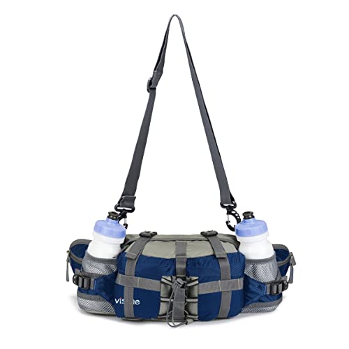 Outdoor Fanny Pack Hydration Waist Pack 2 Water Bottle Holder Men Women - color: Blue