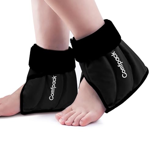 Comfpack Ankle Ice Pack Wrap for Swelling, FSA Eligible, 2 Pack - color: Black-2 Pack