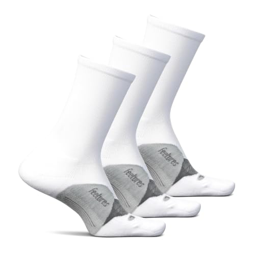Feetures Elite Light Cushion Mini Crew Sock - color: White (3 Pair), size: Medium