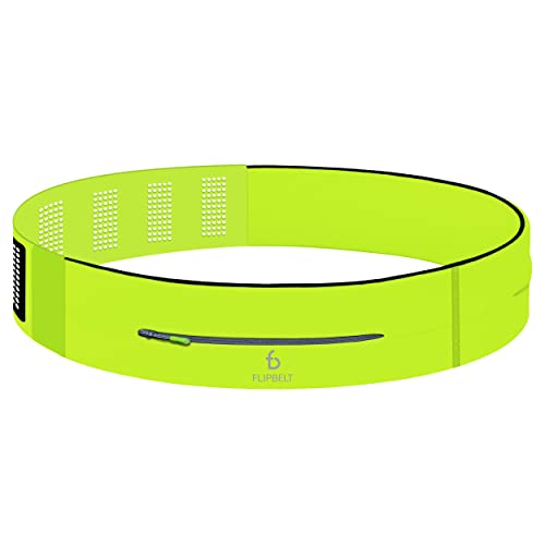 FlipBelt Zipper Running Belt, Waist Pack for Fitness and Running, US Company - color: Neon Yellow, size: One Size (Adjustable)