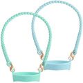 2Pack Water Bottle Handle - Soft Silicone Holder, Sling, Lanyard Fits Most 8-40oz Bottles, Compatible Stanley Cup - color: Blue+Green