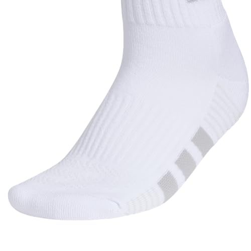 adidas Women's Cushioned Socks 3 Pairs - color: White/Clear Onix Grey/Clear Grey/4.0/Quarter, size: Medium, style: Quarter